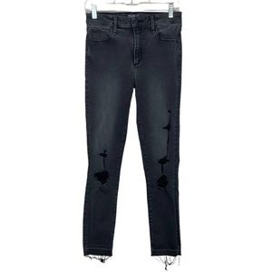 Abercrombie 27 Long skinny, distressed grey/black denim